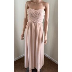 Donna Morgan Blush Pink Laura Silk Chiffon Strapless Ruched Sweetheart Gown Sz 2